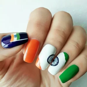 Indian Flag Stripes Nail Art