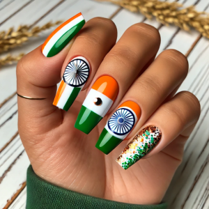 Mehndi Inspired Tricolor nail Art